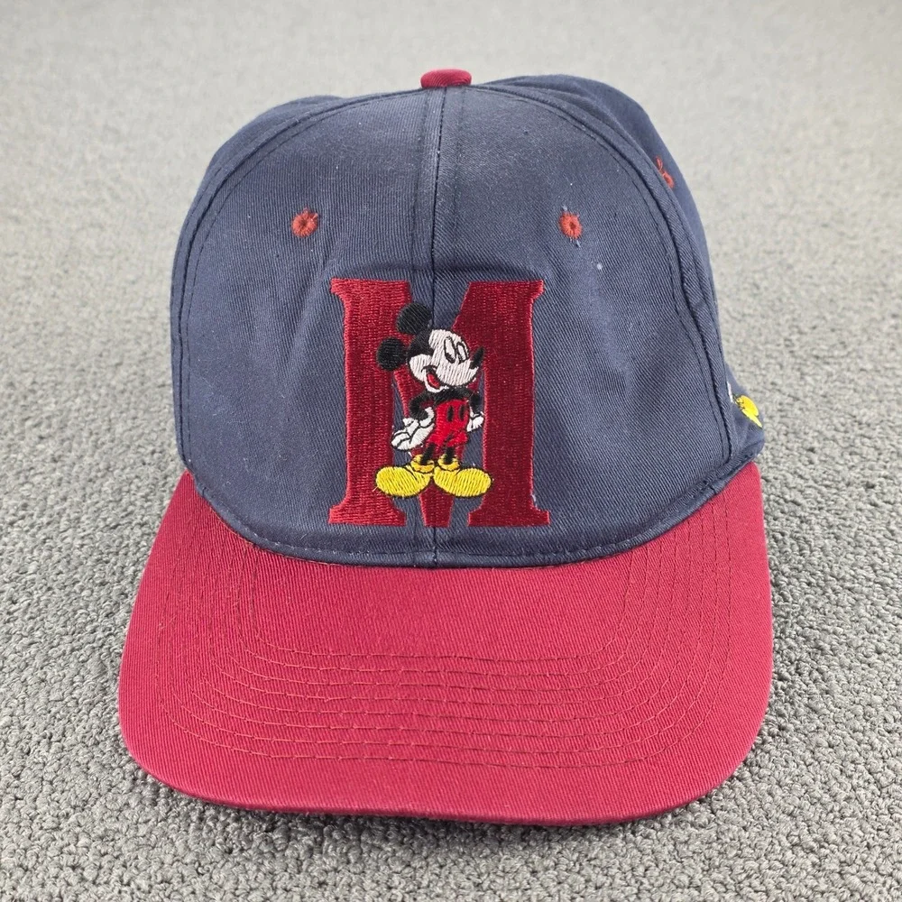 Disney Mickey Mouse‎ Snapback Hat Mens Navy Red Vintage Embroidered OSFM